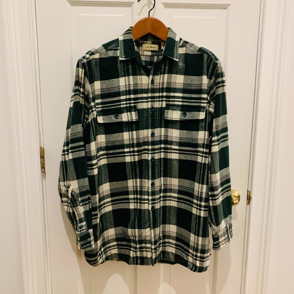Vintage LL Bean Flannel Men's Thick Work Shirt Size Large Heavy Chamois Work - Picture 9 of 9
